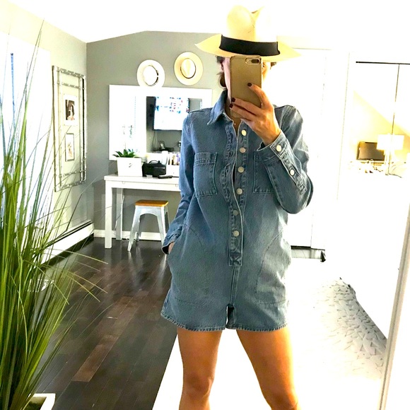 Madewell Pants - Madewell denim long sleeve shorts romper size XXS